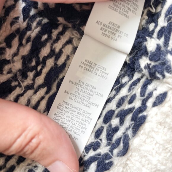 Aerie Chelsea Sweater Jacket Navy Cream Fair Isle Size XS NEW NWT - Picture 6 of 11